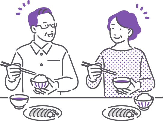 夫婦の食事イラスト