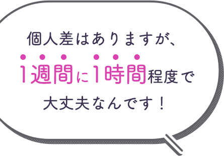 スタッフの回答：個人差はありますが、1週間に1時間程度で大丈夫なんです